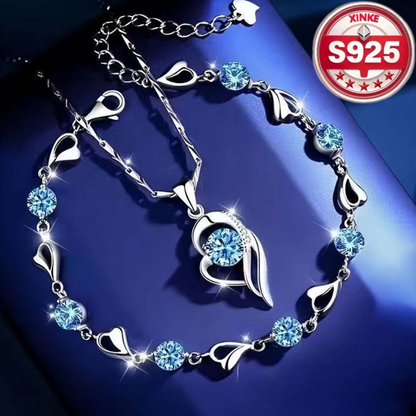 ✨✨💎 【Náramek + Náhrdelník】Sada náramků ze stříbra Heart of the Ocean 925 + náhrdelník-Z