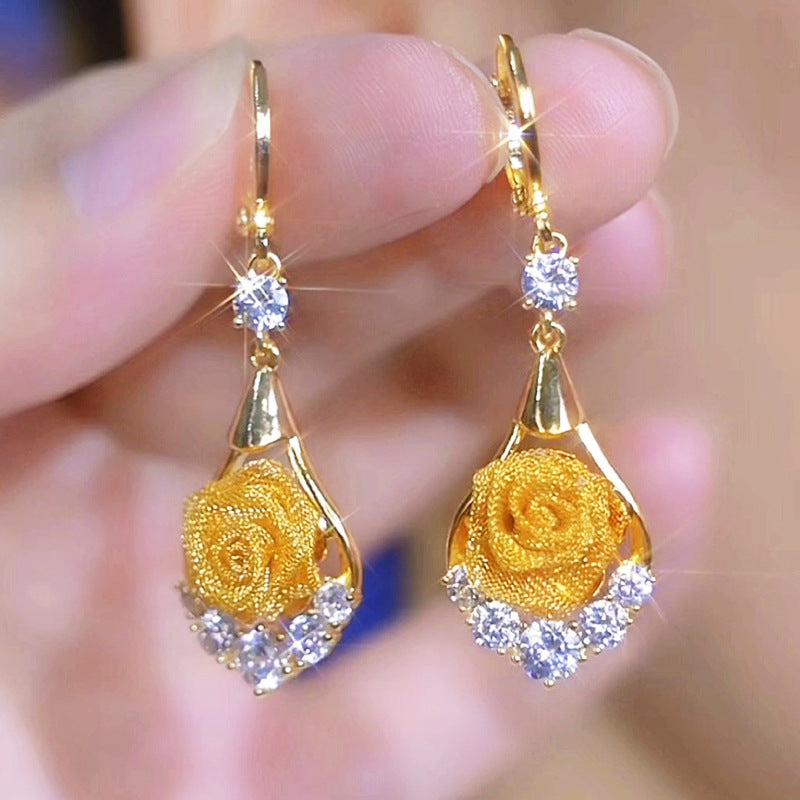 🌹✨【Kupte 1 a získejte 1 zdarma】Luxusní a elegantní diamantem osázené růžové náušnice