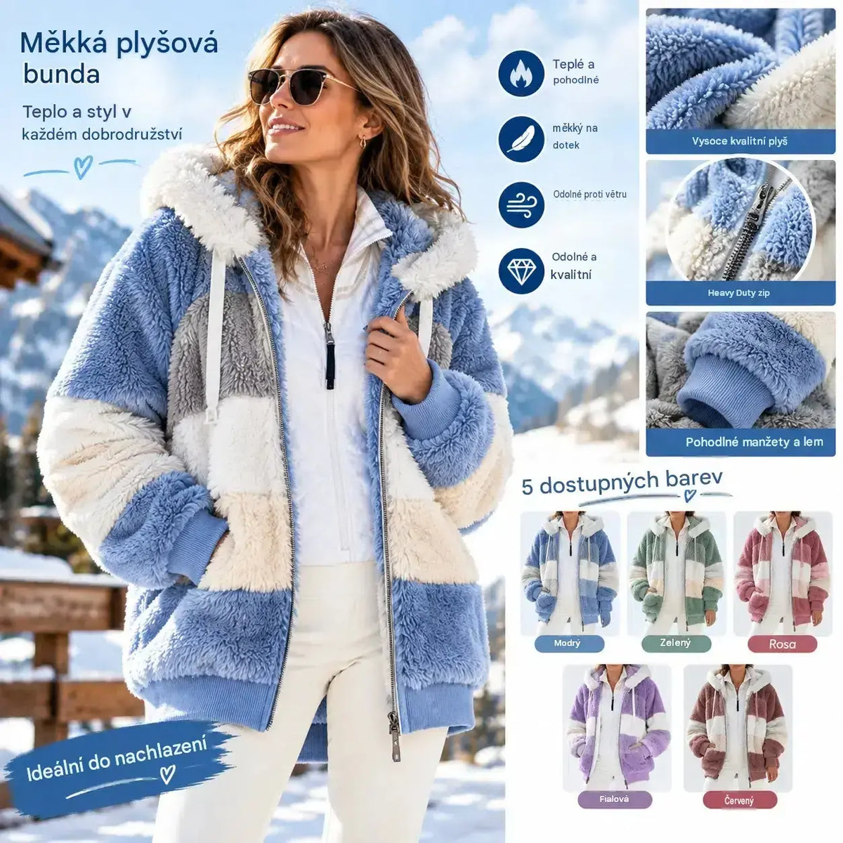 🔥 Poslední den – sleva 50 % ❄️【S–5XL】Nový dámský hřejivý kabát pro rok 2026, zateplený plyšový design s kontrastními pruhy ✅ Platba na dobírku