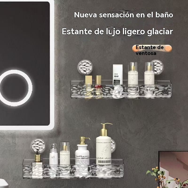 🍽️🧺🔥Compra uno y llévate otro gratis🔥 Estante de almacenamiento con ventosa sin perforaciones, elegante estante de drenaje ondulado, adecuado para cocina y baño