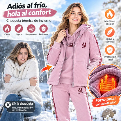 🔥【pantalón + suéter + chaqueta】Nuevo conjunto deportivo y casual de otoño/invierno 2026, acolchado y grueso.