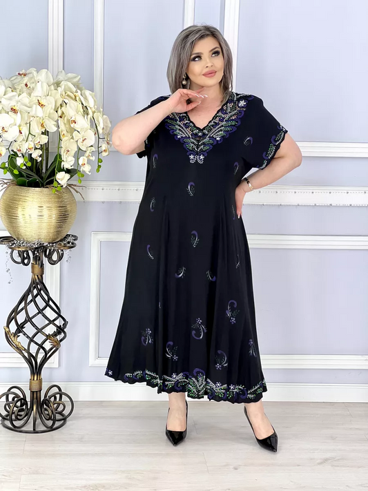 🌸【S-5XL】2025 Elegantní potištěné a vyšívané šaty