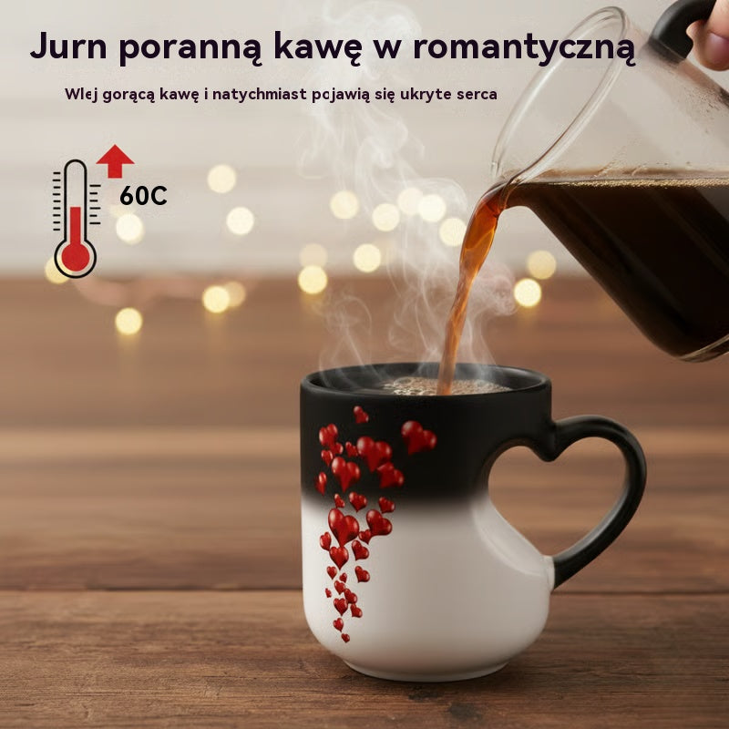 📢📢50% zniżki!!! ⏰ Ceramiczny kubek na Walentynki z uchwytem w kształcie serca, który zmienia kolor💝✨ - 4230922