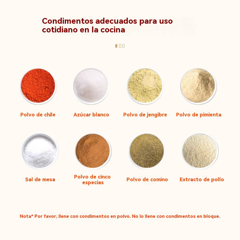 【Compra 1 y llévate 1 gratis】Recipiente medidor de sal tipo prensa de cocina, caja de condimentos, botella de condimentos de cocina