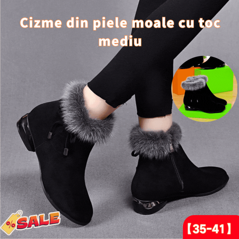 🔥【Popust】Mekane kožne čizme sa srednjom potpeticom – elegantne, udobne i savršene za jesen-zimu!