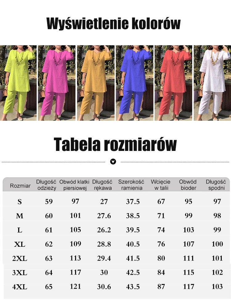 【40-100kg】Letní nový módní jednobarevný temperament dojíždějící styl etnické oblečení s dlouhým rukávem dvoudílný oblek