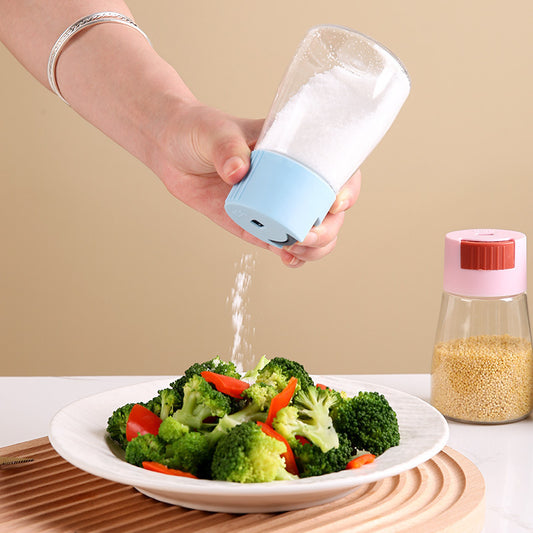 【Compra 1 y llévate 1 gratis】Recipiente medidor de sal tipo prensa de cocina, caja de condimentos, botella de condimentos de cocina