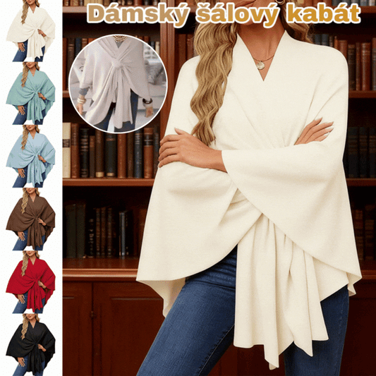 💃🧣🔥Elegantní jednodílný jednobarevný měkký šálový kabát/plášť pro dámy