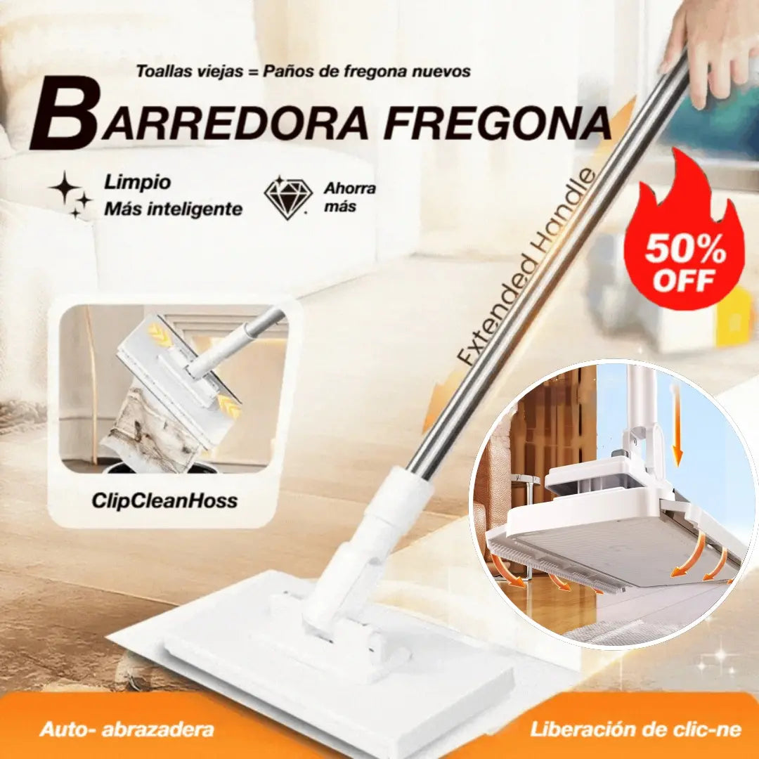 【Set de 4】Trapeador multifuncional con clip de tela, nuevo trapeador doméstico que no requiere lavado