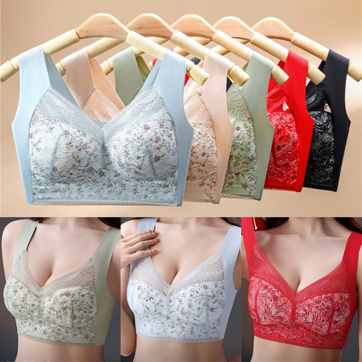 【3 piezas】💕🎁Sujetador de talla grande de seda de hielo sin costuras, transpirable y ajustable【40kg-100kg】