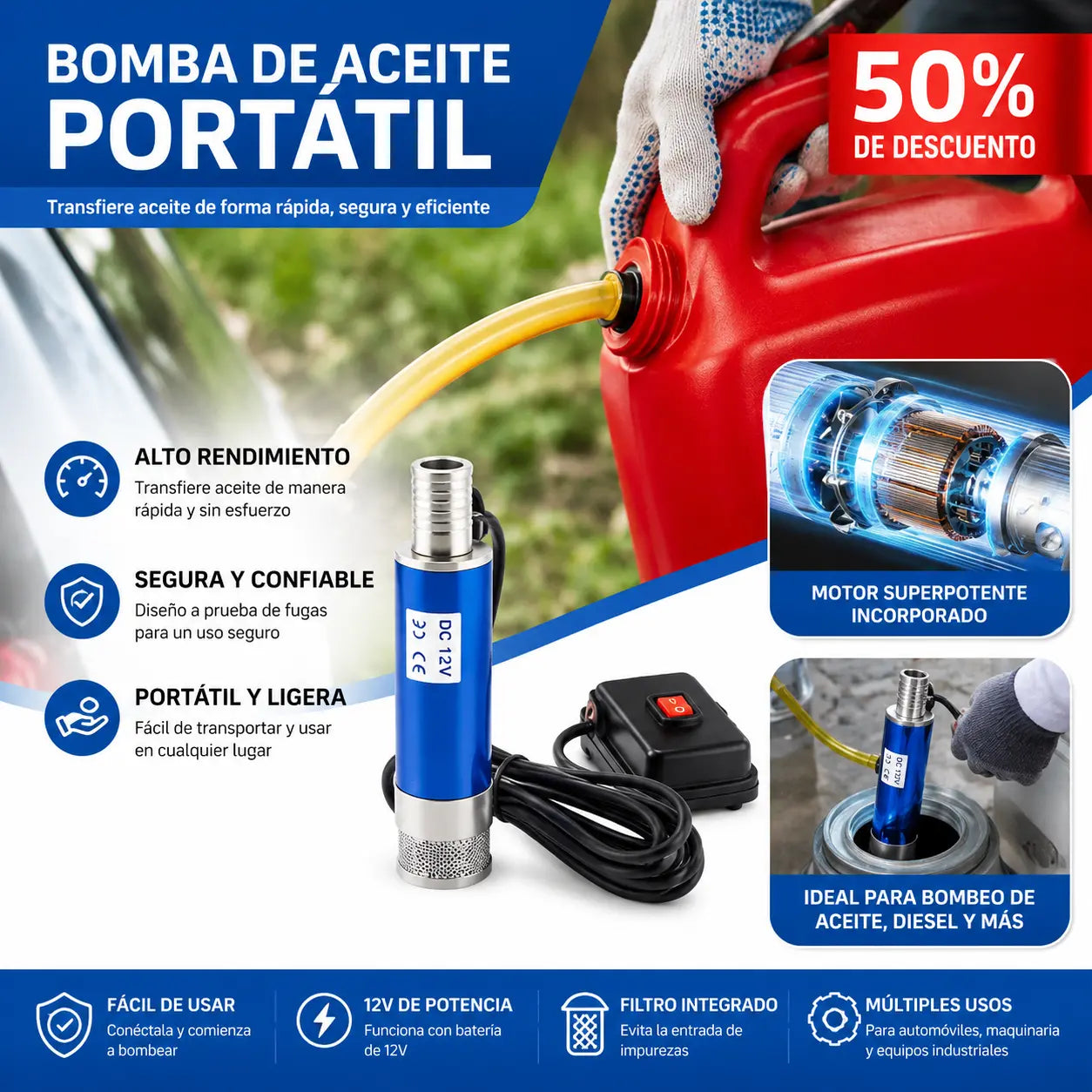 【Bomba de aceite eléctrica】Nueva bomba de aceite con batería de litio Denaqi, 21 V, bomba de aceite y agua de doble uso, batería de litio-4334052