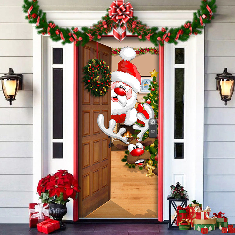 🎁🎄Nowa, najlepiej sprzedająca się w 2025 roku, materiałowa osłona na drzwi świąteczne [91 cm x 203 cm]