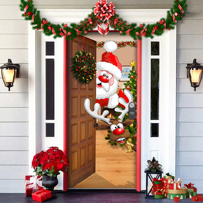 🎁🎄Nowa, najlepiej sprzedająca się w 2025 roku, materiałowa osłona na drzwi świąteczne [91 cm x 203 cm]