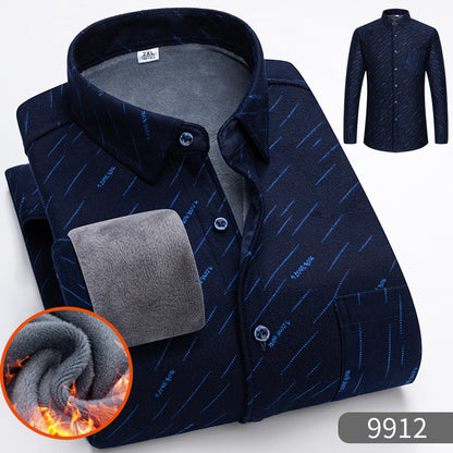 🔥👔【L-5XL】 Camisa de negocios de manga larga cálida para otoño e invierno