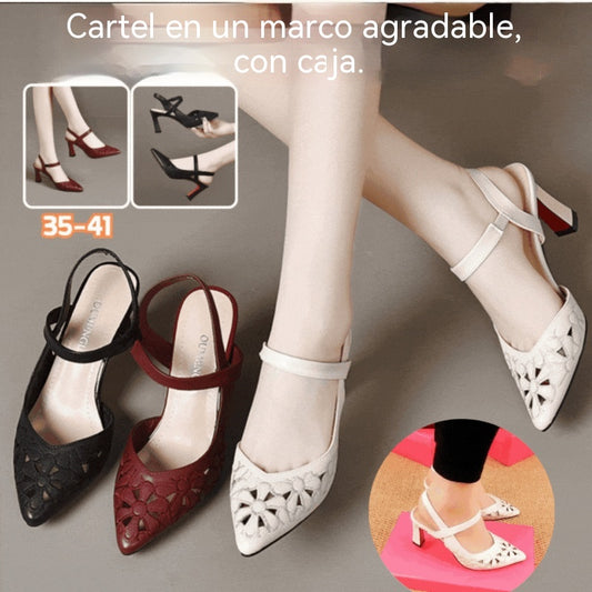 🥰Precio más bajo por tiempo limitado🔥【35-41】Cómodos tacones altos de color liso con punta afilada