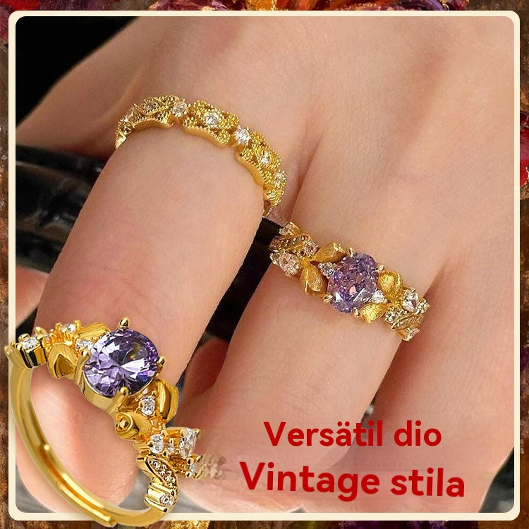 🌸💍Povoljni prsten od cvijeta Bauhinia za žene: luksuzan prsten s ljubičastim dijamantima-4177974