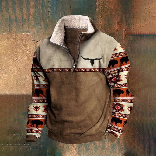 👕【S-4XL】2025 Jesienno-zimowy męski modny, ciepły sweter z długim rękawem i nadrukiem 3D