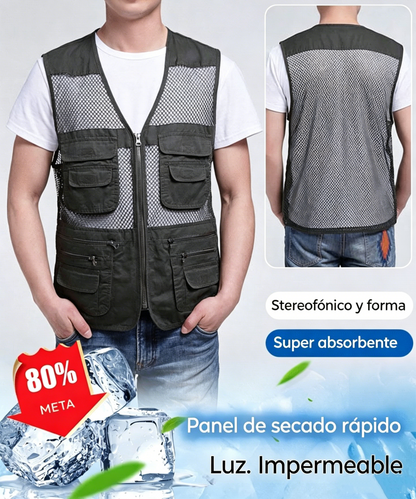Chaleco sencillo y funcional con múltiples bolsillos 🔥【XL-4XL】