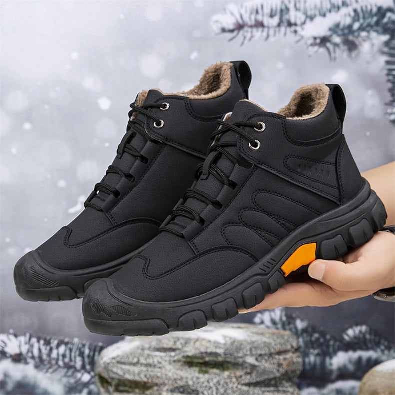 ❄️ Król Przeciwdziałania Mroźniom! Męskie Botki Śnieżne Na Wysokim Podnóżu O Luźnym Kroju, Bawełniane Buty Z Grubą Wełnianą Wstawką, Antypoślizgowe I Odporne Na Zużycie 🔥-4182418