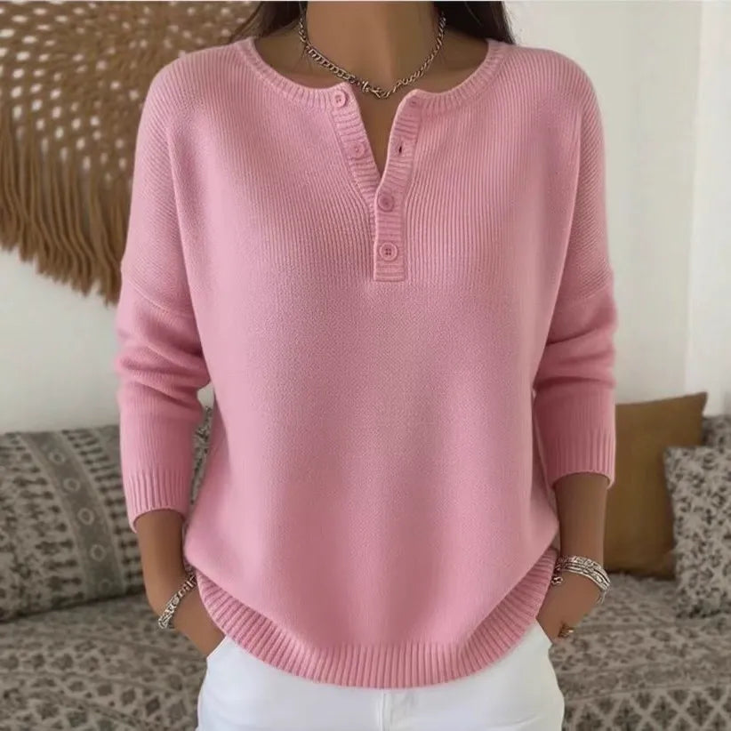 【S-3XL】Női egyszerkeszű V-faszkú pulóver, laza és casual stílusú-4174688