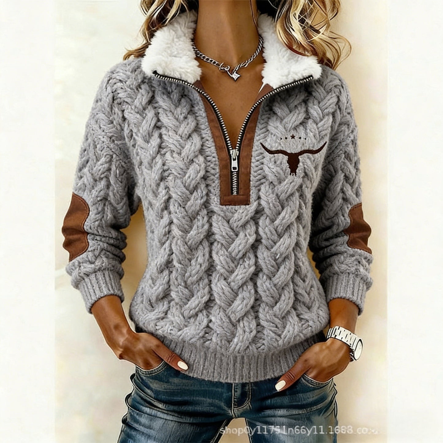 🏆【S-3XL】Niespodzianka na ograniczony czas: 50% zniżki!🔥🔥 Bluza z długim rękawem i nadrukiem oraz futrzany kardigan - 4221648