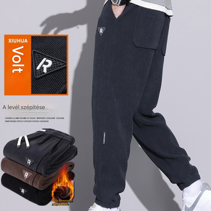 🔥【50% KEDVEZMÉNY】🔥【M-5XL】🖤Új téli nadrág férfiaknak, plusz bársony és vastag kordbársony, meleg és lezser férfi nadrág - 4203574