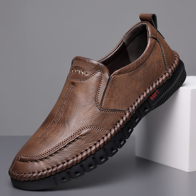 👞【39–44】Nové pánské kožené ležérní boty s měkkou podrážkou – protiskluzové – prodyšné