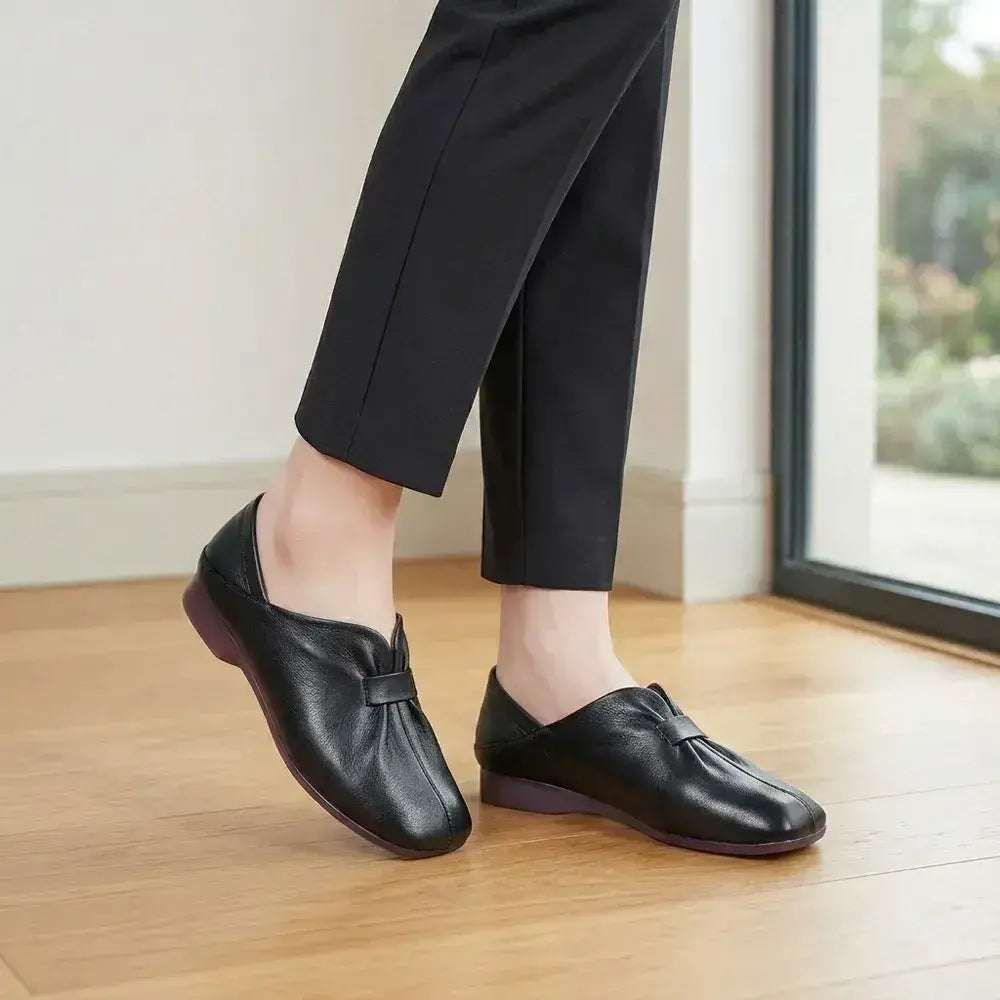 👡【35-42】2026 nuevos zapatos sin cordones de suela suave con lazo, piel de vaca de alta calidad, simples y exquisitos