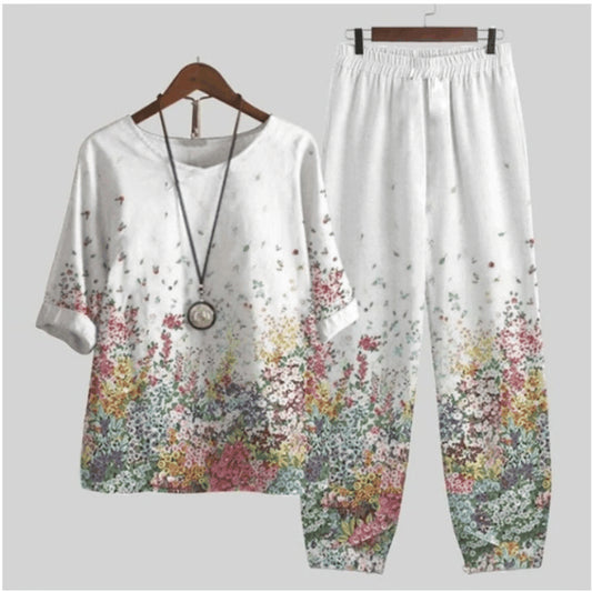【S~5XL】🌸2025 dvoudílný oblek s novým potiskem topy a kalhoty