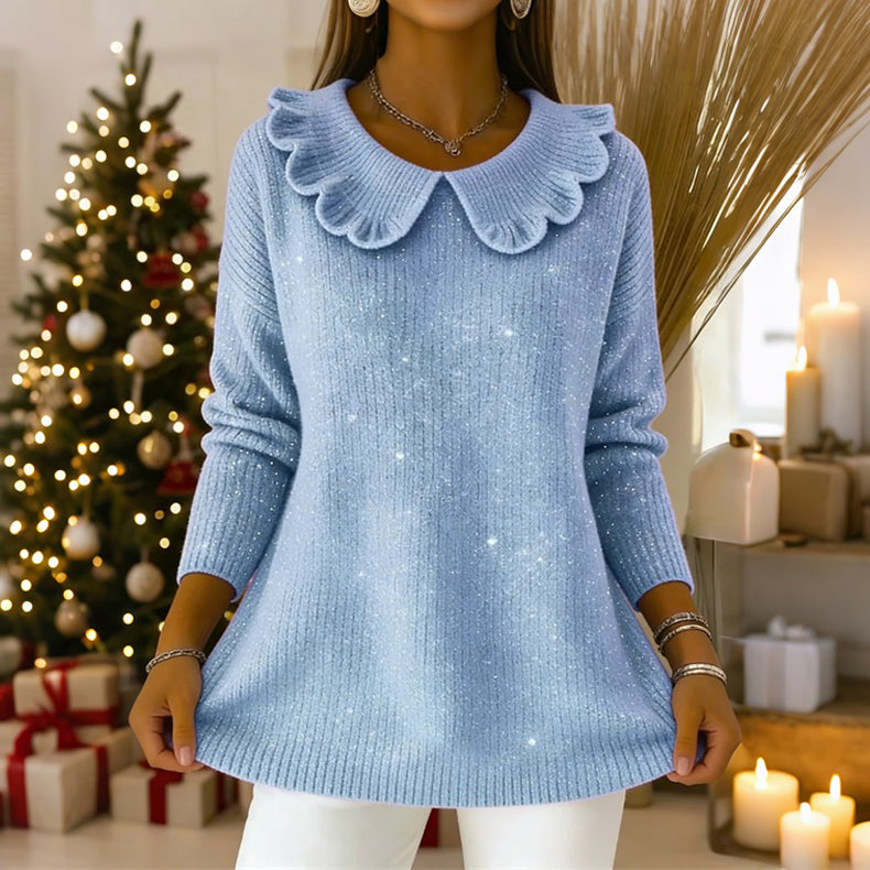 🧶 ✨ Sweter Damski Luźny z Kołnierzem - 4189641