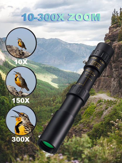 🔥【Snížení výprodejové ceny, časově omezená nabídka】🔥10-300x zoom HD přenosný výkonný dalekohled na dlouhé vzdálenosti Profesionální monokulární dalekohled s nízkým nočním viděním pro lov