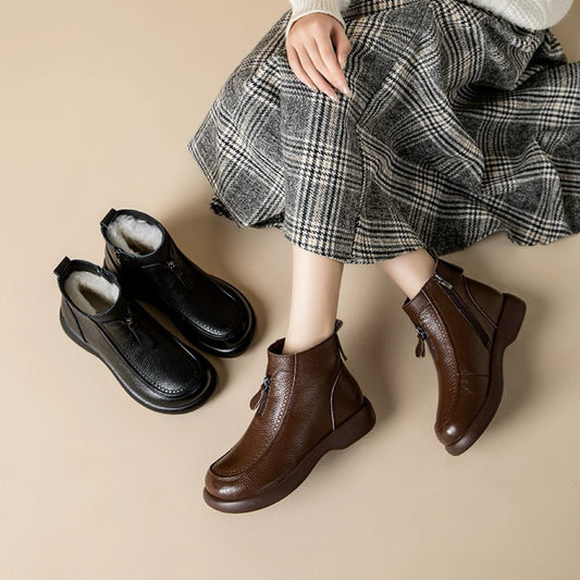 【35-40】🔥🏆Pohodlné dámské boty z měkké kůže a zesílené vlny s protiskluzovou úpravou