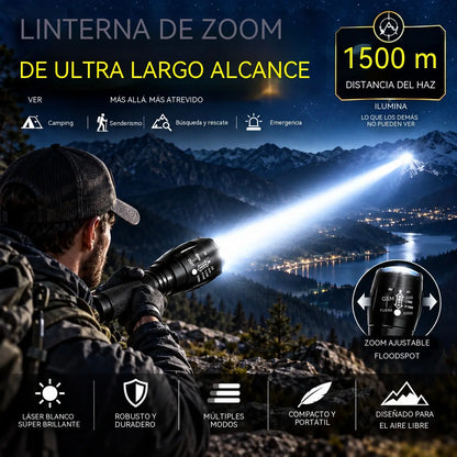 Linterna telescópica de largo alcance para exteriores