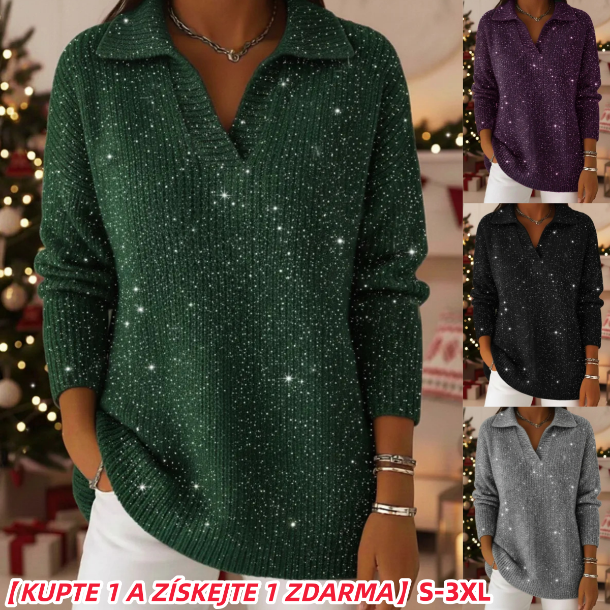 🔥🔥【S-3XL】Třpytivý vzorovaný pletený svetr
