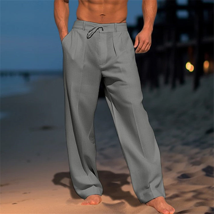 🏖️👖【– 50% de descuento 🔥】【S–3XL】😍 Pantalones holgados de lino para hombre en tallas grandes, cómodos y transpirables.