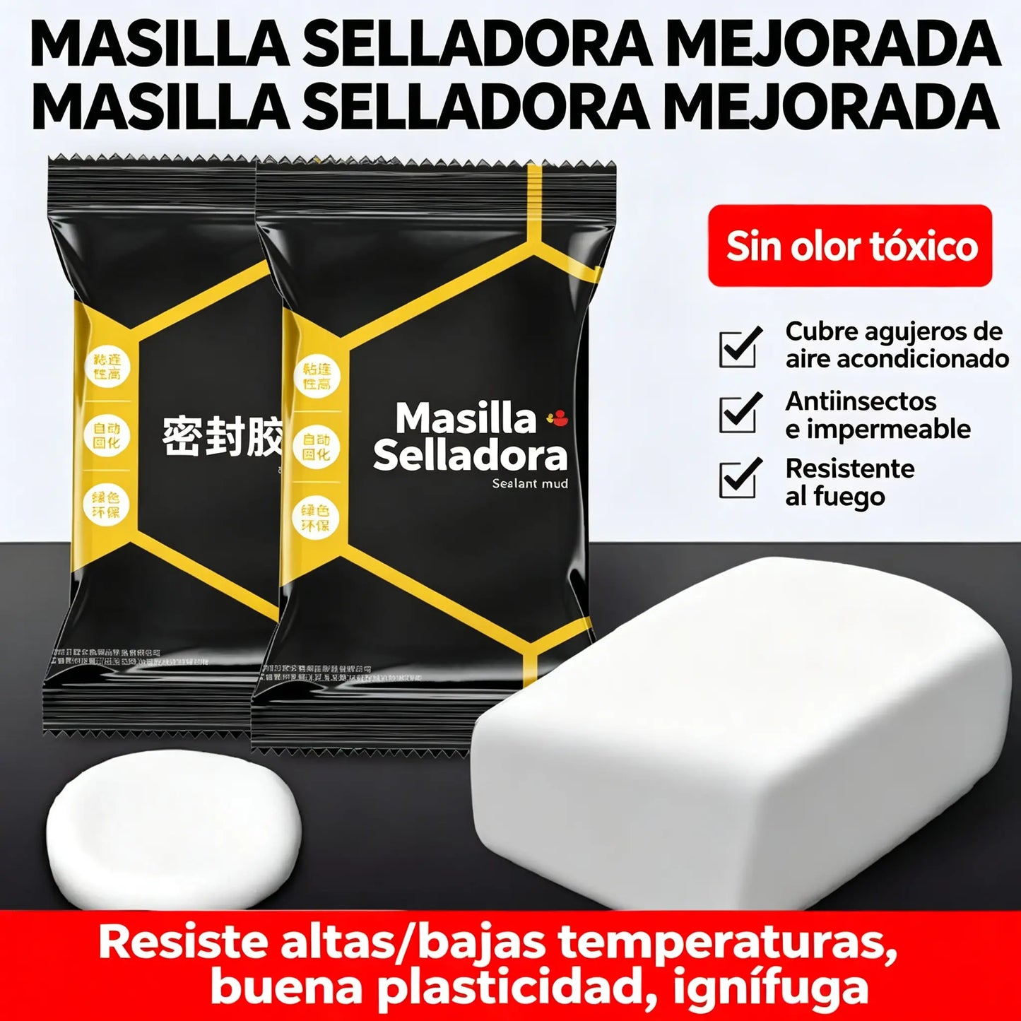 🔧 Masilla Selladora Impermeable Blanca – Repara Agujeros de Aire Acondicionado, Paredes y Tuberías 💧🏠