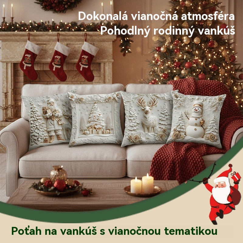 🎅🎄Poszewka na poduszkę z motywem świątecznym 【Zestaw 4 elementów】