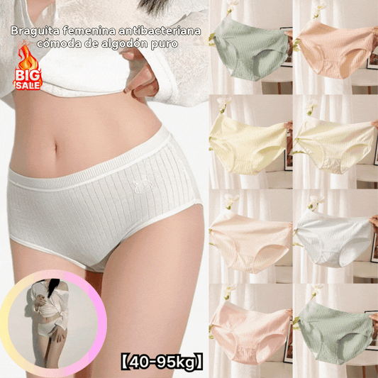 💓(7piezas) Ropa interior femenina antibacteriana sencilla y avanzada con cintura alta, para mujeres de 70 a 180 kg