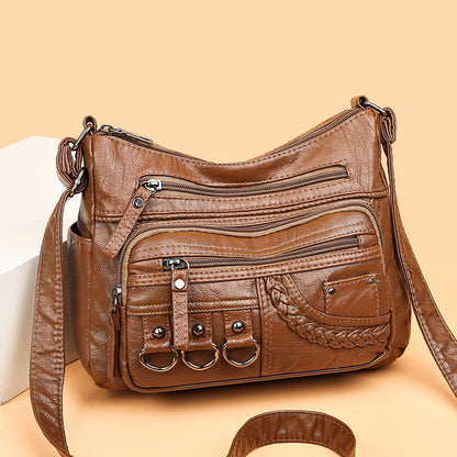 Velkoobjemová měkká kožená kabelka přes rameno/crossbody