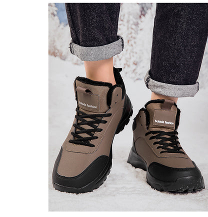 ⛄🔥👍【39-48】Nowoczesne męskie sportowe buty codzienne z skórą, grubą podszewką, antypoślizgową, wełnianym wypełnieniem i ogrzewaniem-4175411