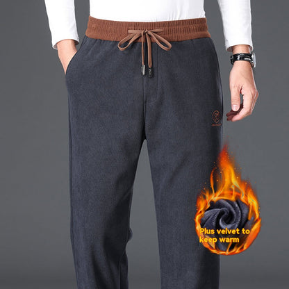 🔥🔥Nové kalhoty z čisté bavlny vysoké kvality s fleecovou podšívkou, silné, pro volný čas-4176834