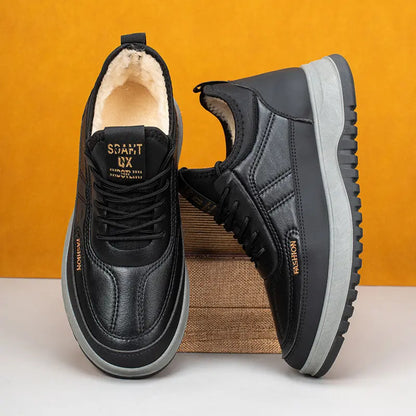 【39-45】Zapatos deportivos casuales de invierno impermeables de cuero genuino para hombre, suela de terciopelo suave, nuevo estilo