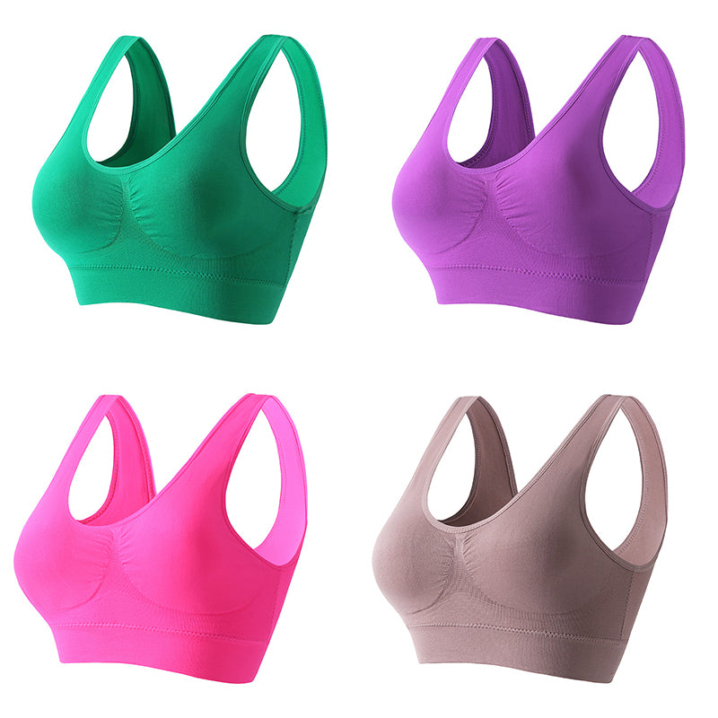 【4 artículos】【S-5XL】Sujetador push-up sexy sin aros y talla grande