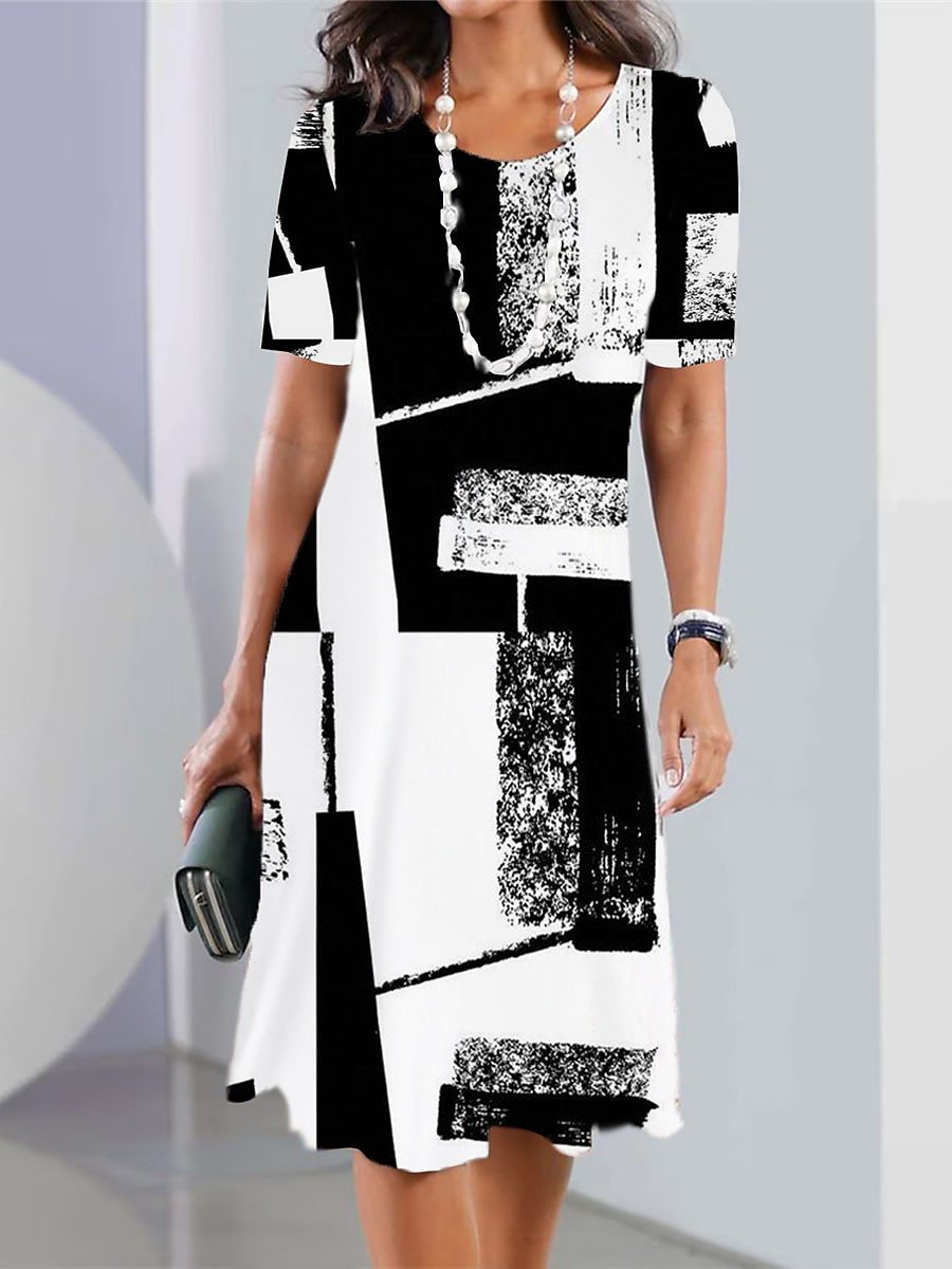 👗【XS-5XL】Sexy šaty 2025 s potiskem a kulatým výstřihem pro ženy