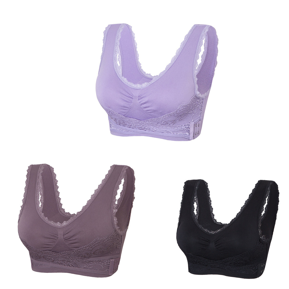 👙【3piezas】 Sujetador anti-caída con cierre lateral y diseño cruzado – Cómodo y moldeador ✨