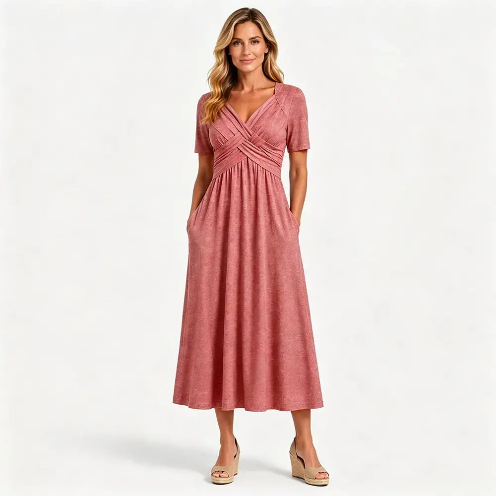 💟【50% OFF】【S-3XL】Ležérní šaty střední délky v čisté barvě
