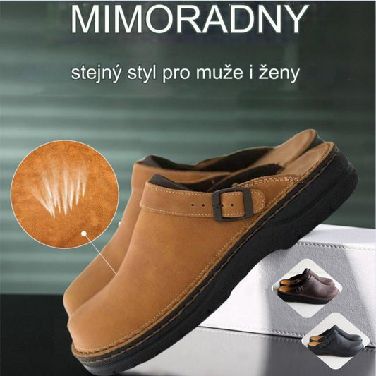 ✨✨[38-48] 😎Kožené pantofle s měkkou podrážkou a kulatou špičkou-4058558