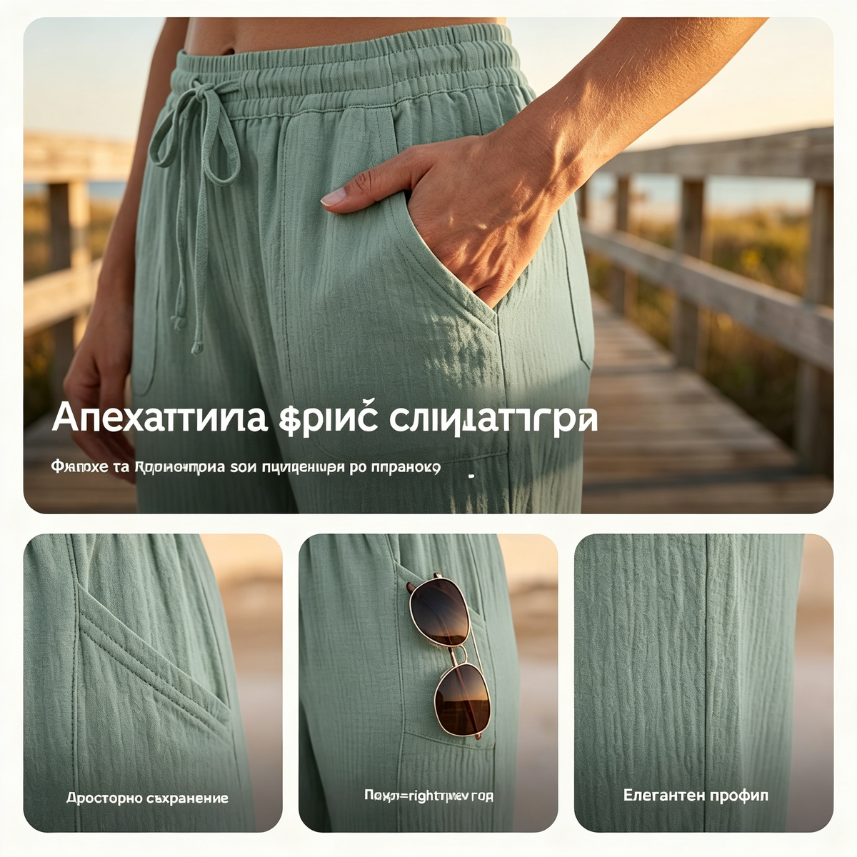🔥✨【Έκπτωση 50%】Νέα καλοκαιρινά γυναικεία πλισέ καπρί παντελόνια από βαμβάκι και λινό, μονόχρωμα