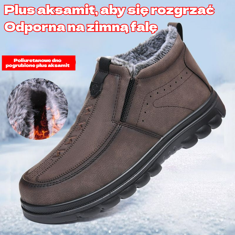 Férfi téli meleg cipő mindennapi használatra, kerek csúcsú, meleg és kényelmes - 4185813