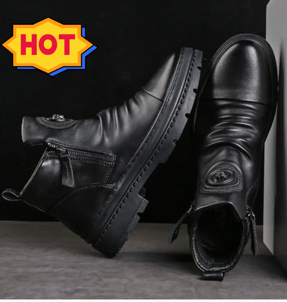 😍👟Časově omezená nabídka🔥[39–44] Nové britské pánské kožené boty s tlustou podrážkou a vysokým svrškem